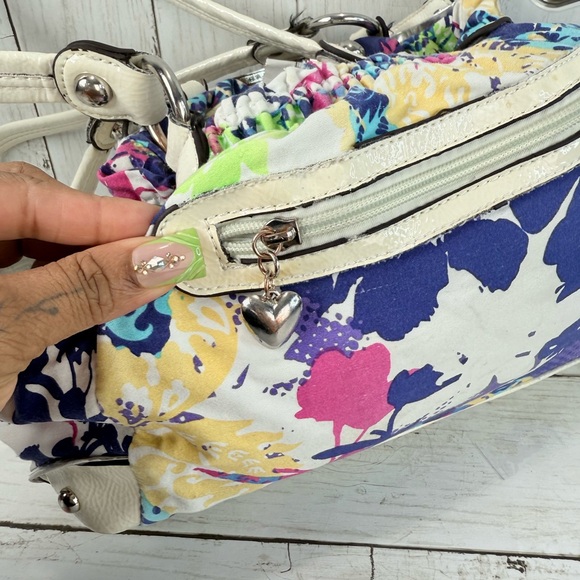 Vintage Y2K Wilsons Leather Patent Multicolored Purse Floral Shoulder Bag - Picture 7 of 16